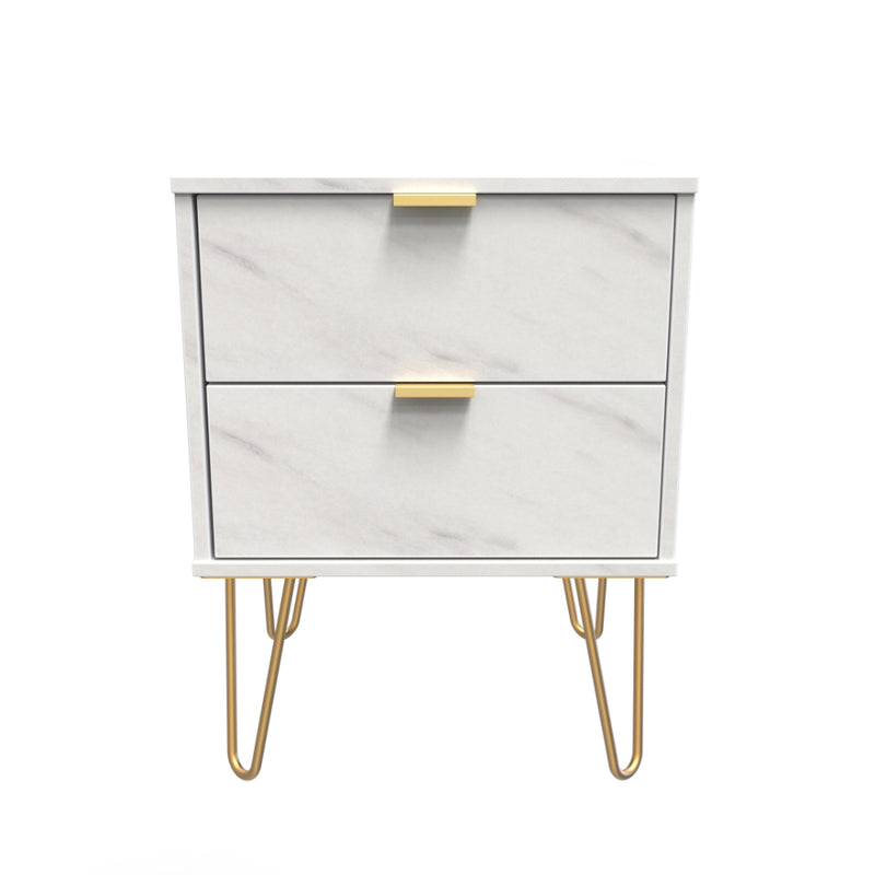 Harare Ready Assembled Bedside Table with 2 Drawers  - Marble