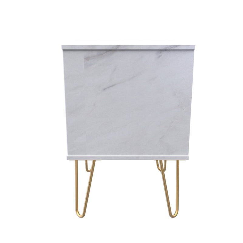 Harare Ready Assembled Bedside Table with 2 Drawers  - Marble