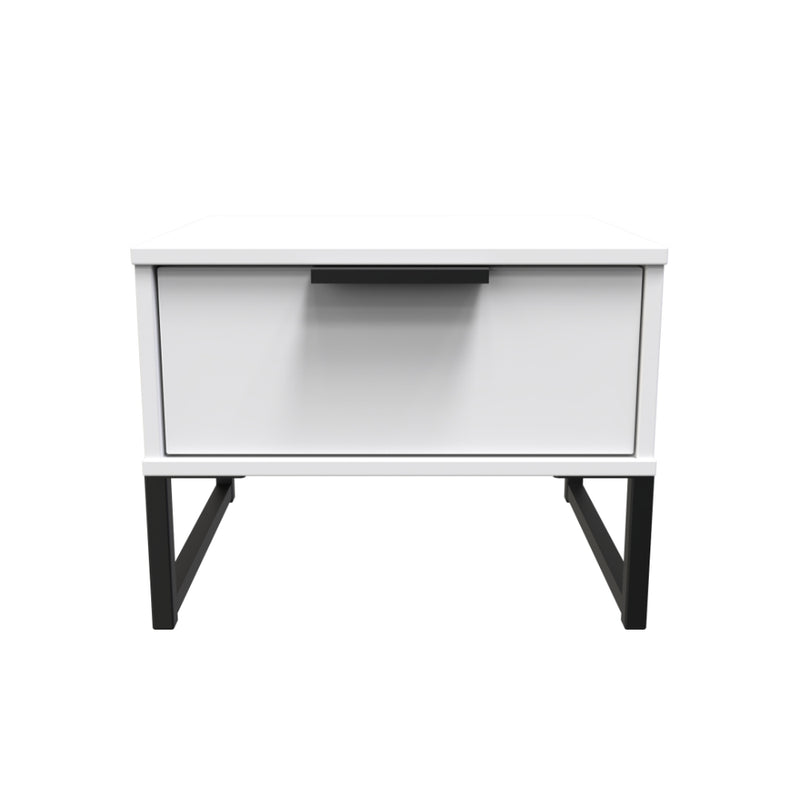 Havana Ready Assembled Bedside Table with 1 Drawer  - White Matt