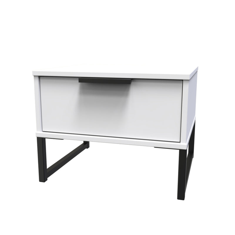 Havana Ready Assembled Bedside Table with 1 Drawer  - White Matt