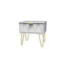 Glitz Ready Assembled Bedside Table with 1 Drawer  - White Matt & White