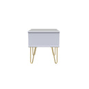 Glitz Ready Assembled Bedside Table with 1 Drawer  - White Matt & White