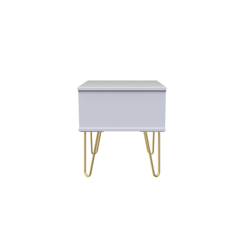 Glitz Ready Assembled Bedside Table with 1 Drawer  - White Matt & White