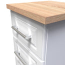 Kingston Ready Assembled Bedside Table with 3 Drawers  - White Ash & Bardolino Oak