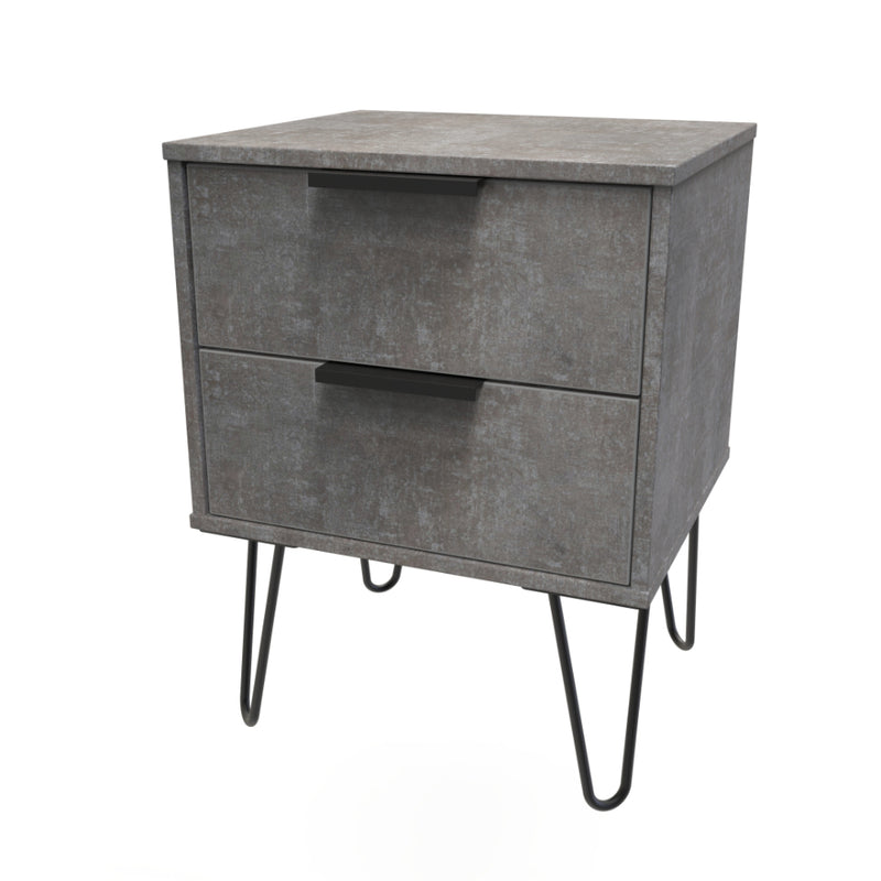 Haiti Ready Assembled Bedside Table with 2 Drawers  - Pewter