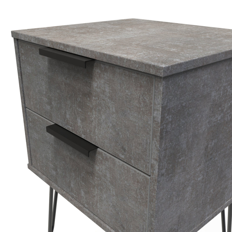 Haiti Ready Assembled Bedside Table with 2 Drawers  - Pewter