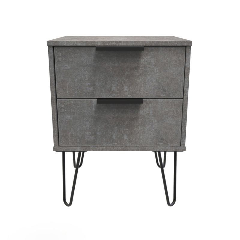 Haiti Ready Assembled Bedside Table with 2 Drawers  - Pewter