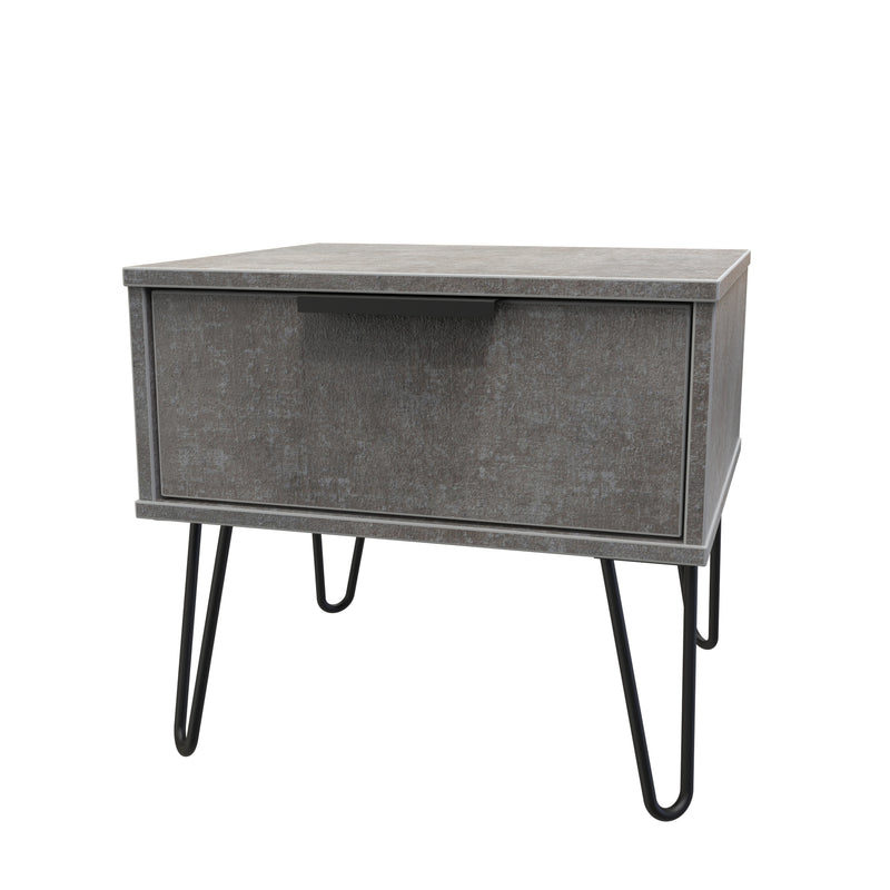 Haiti Ready Assembled Bedside Table with 1 Drawer  - Pewter