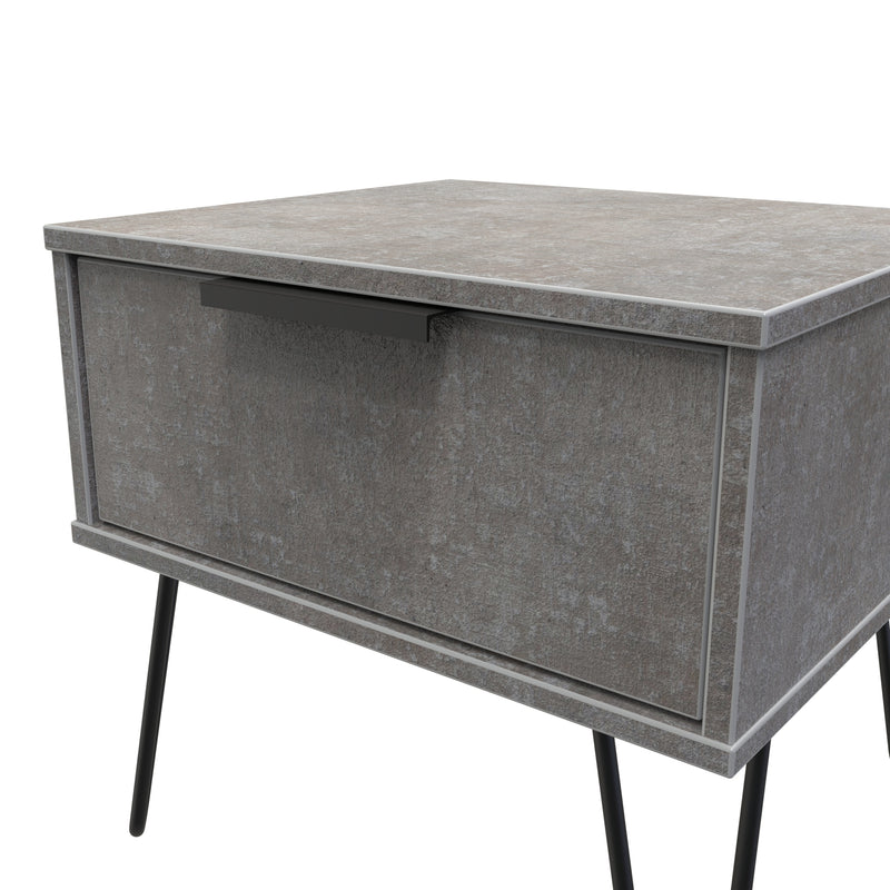 Haiti Ready Assembled Bedside Table with 1 Drawer  - Pewter