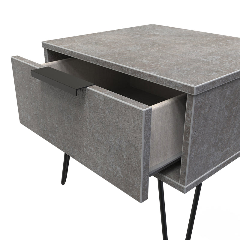 Haiti Ready Assembled Bedside Table with 1 Drawer  - Pewter