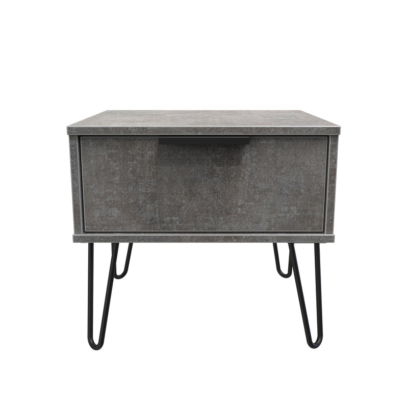 Haiti Ready Assembled Bedside Table with 1 Drawer  - Pewter