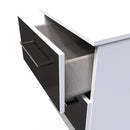 Wellington Ready Assembled Bedside Table with 2 Drawers  - Black Matt & White