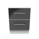 Wellington Ready Assembled Bedside Table with 2 Drawers  - Black Matt & White