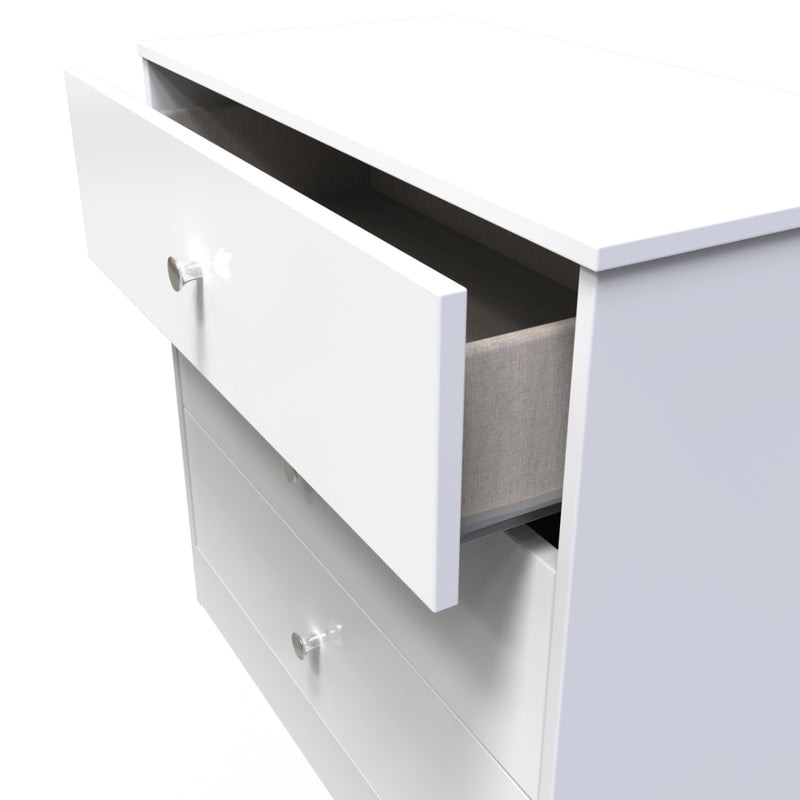 Porto Ready Assembled Chest of Drawers with 3 Drawers  - White Matt