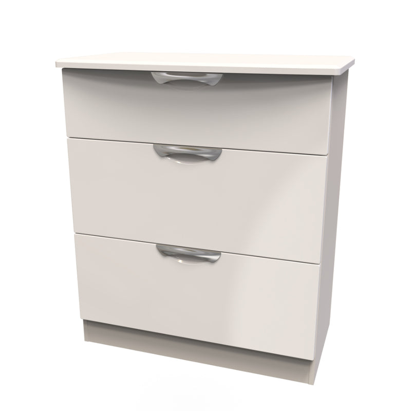 Cairo Ready Assembled Deep Chest of Drawers with 3 Drawers  - Kashmir Gloss & Kashmir