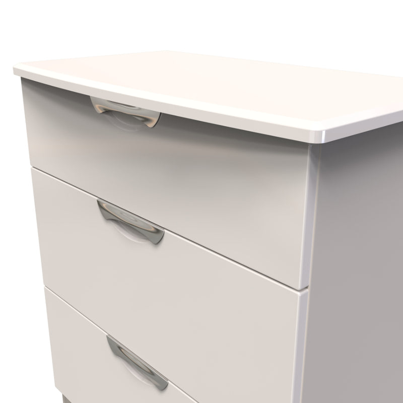 Cairo Ready Assembled Deep Chest of Drawers with 3 Drawers  - Kashmir Gloss & Kashmir