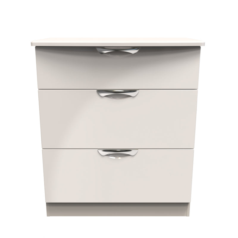 Cairo Ready Assembled Deep Chest of Drawers with 3 Drawers  - Kashmir Gloss & Kashmir