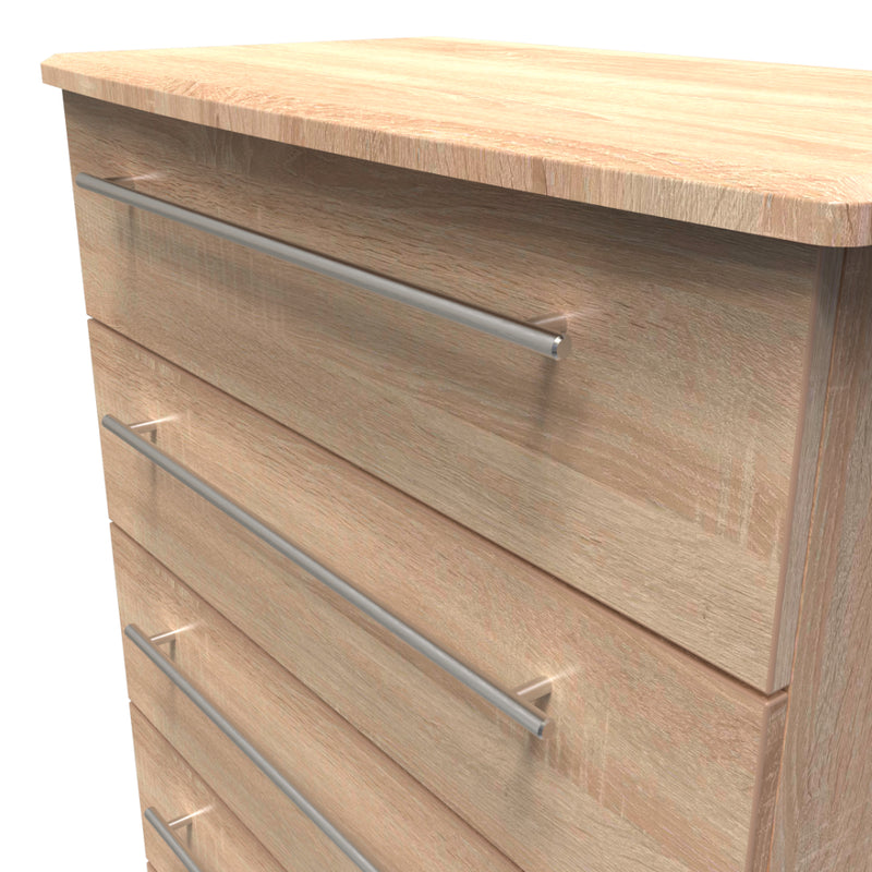 Sofia Ready Assembled Chest of Drawers with 5 Drawers  - Bardolino Oak