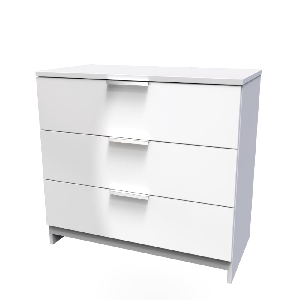 Paris Ready Assembled Chest of Drawers with 3 Drawers White Gloss
