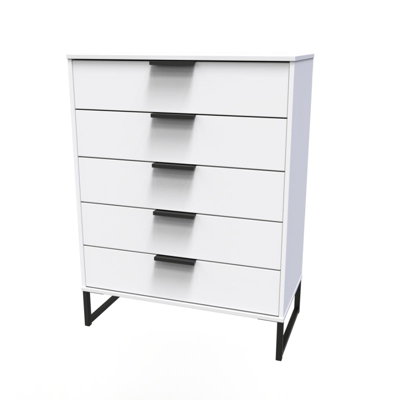 Havana Ready Assembled Chest of Drawers with 5 Drawers  - White Matt