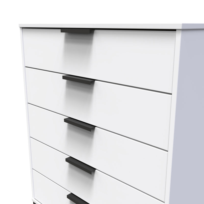 Havana Ready Assembled Chest of Drawers with 5 Drawers  - White Matt