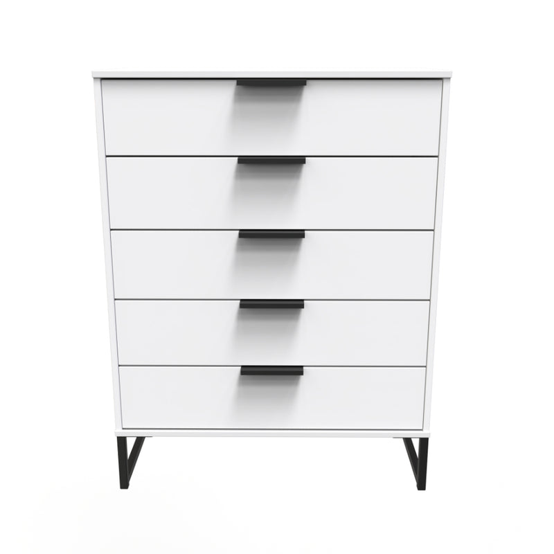 Havana Ready Assembled Chest of Drawers with 5 Drawers  - White Matt