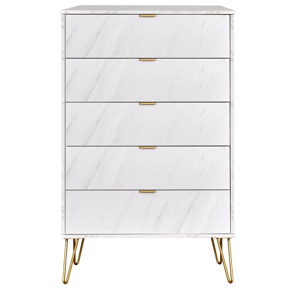 Harare Ready Assembled Chest of Drawers with 5 Drawers Marble