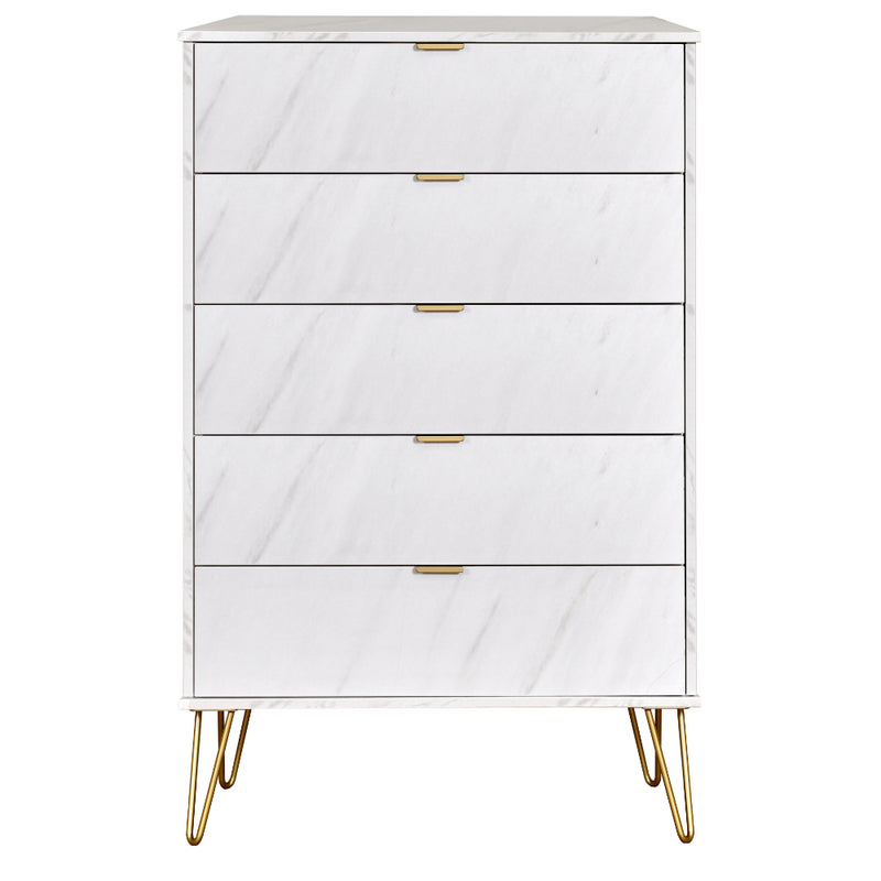 Harare Ready Assembled Chest of Drawers with 5 Drawers  - Marble