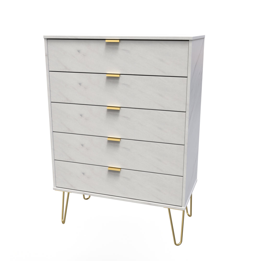 Harare Ready Assembled Chest of Drawers with 5 Drawers Marble