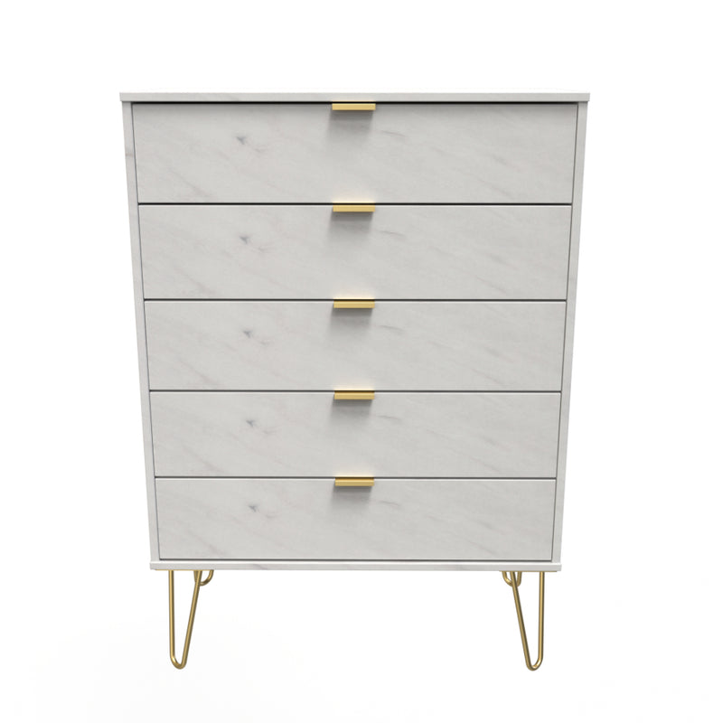 Harare Ready Assembled Chest of Drawers with 5 Drawers  - Marble