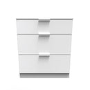 Paris Ready Assembled Deep Chest of Drawers with 3 Drawers  - White Matt