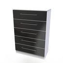 Wellington Ready Assembled Chest of Drawers with 5 Drawers  - Black Matt & White