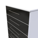 Wellington Ready Assembled Chest of Drawers with 5 Drawers  - Black Matt & White
