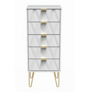 Glitz Ready Assembled Tallboy Chest of Drawers with 5 Drawers  - White Matt & White