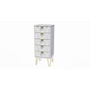 Glitz Ready Assembled Tallboy Chest of Drawers with 5 Drawers  - White Matt & White