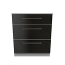 Wellington Ready Assembled Deep Chest of Drawers with 3 Drawers  - Black Gloss & White