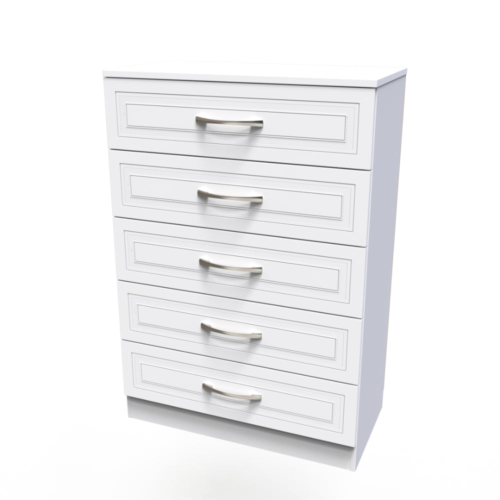 Dakar Ready Assembled Chest of Drawers with 5 Drawers Signature Whit