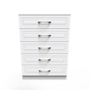 Dakar Ready Assembled Chest of Drawers with 5 Drawers  - Signature White