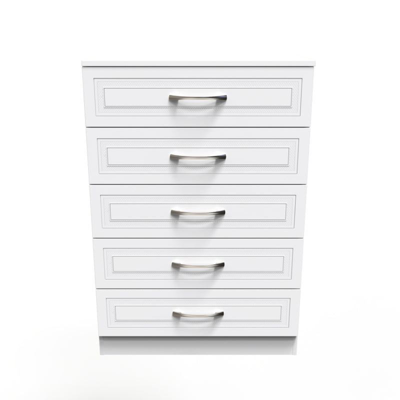 Dakar Ready Assembled Chest of Drawers with 5 Drawers  - Signature White
