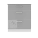 Copenhagen Ready Assembled Deep Chest of Drawers with 3 Drawers  - Grey Matt & White