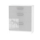 Copenhagen Ready Assembled Deep Chest of Drawers with 3 Drawers  - Grey Matt & White