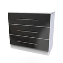 Wellington Ready Assembled Chest of Drawers with 3 Drawers  - Black Matt & White