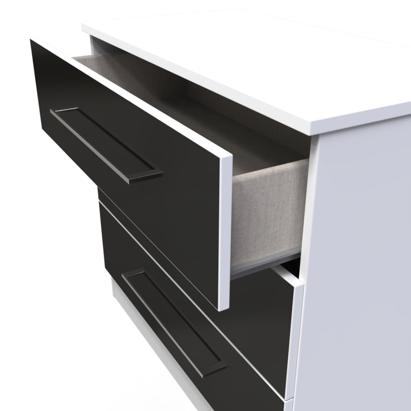 Wellington Ready Assembled Chest of Drawers with 3 Drawers  - Black Matt & White