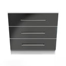 Wellington Ready Assembled Chest of Drawers with 3 Drawers  - Black Matt & White