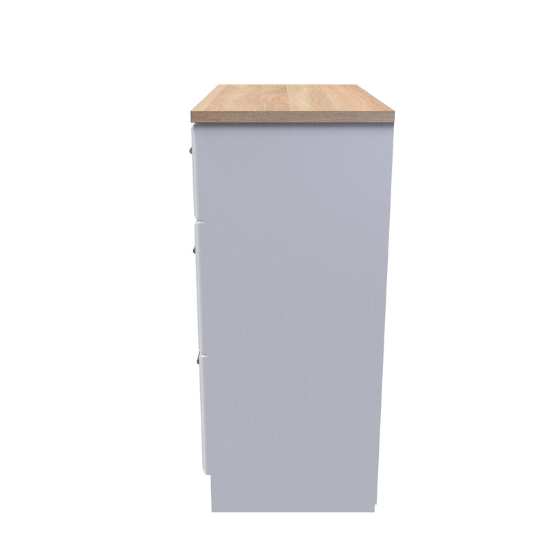 Kingston Ready Assembled Deep Chest of Drawers with 3 Drawers  - White Ash & Bardolino Oak