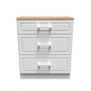 Kingston Ready Assembled Deep Chest of Drawers with 3 Drawers  - White Ash & Bardolino Oak
