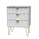 Glitz Ready Assembled Chest of Drawers with 3 Drawers  - White Matt & White