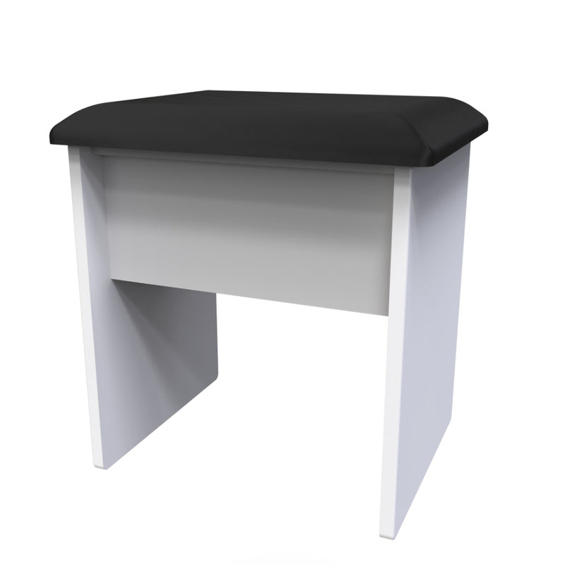 Wellington Ready Assembled Dressing Table Stool  - Black Matt & White
