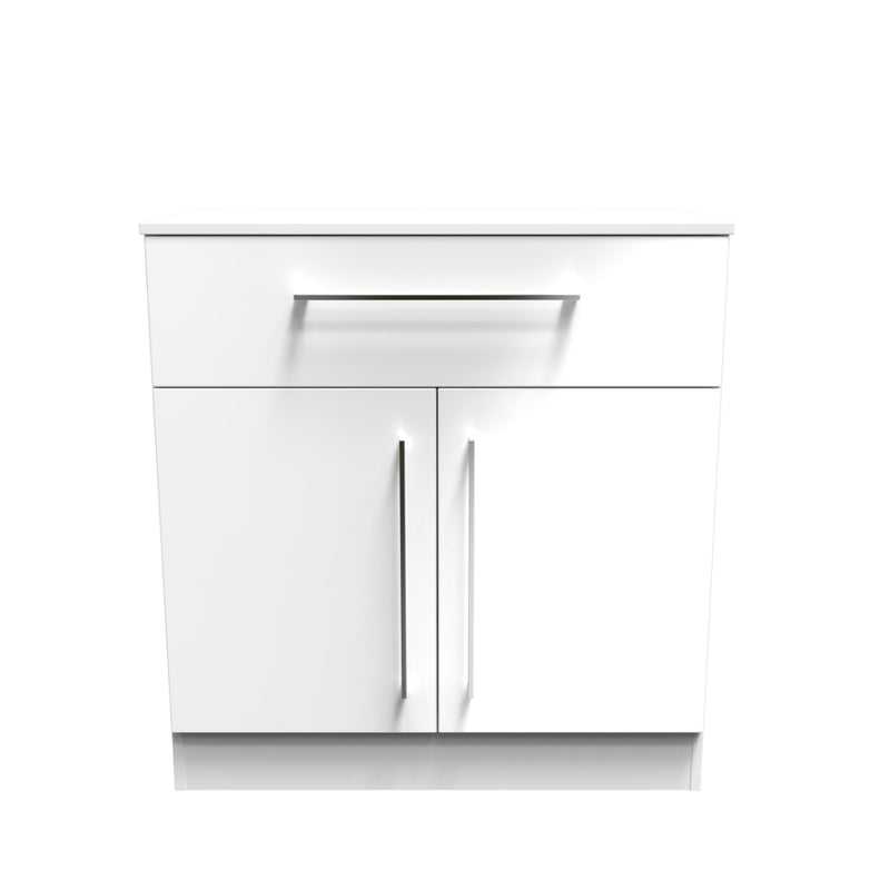 Wellington Ready Assembled Sideboard with 1 Drawer & 2 Doors  - White Gloss & White