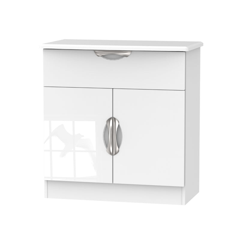 Cairo Ready Assembled Sideboard with 1 Drawer & 2 Doors  - White Gloss & White